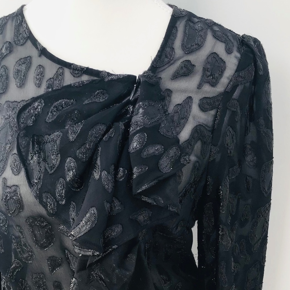 ZARA size M long sleeved black glitter blouse with gathered detailing - Picture 5 of 10